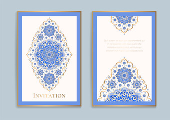 Luxury invitation card design with vector mandala pattern. Vintage ornament template. Can be used for background and wallpaper. Elegant and classic vector elements great for decoration.