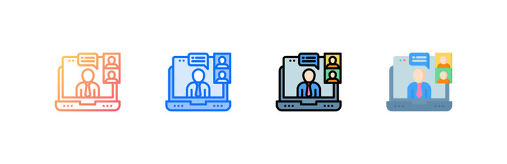 Fototapeta premium Video Conference icon set multiple style collection