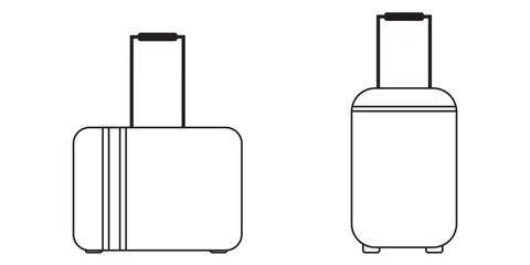 Luggage trolley line icon set, travel suitcase symbol. Suitcase icon set. Valise, baggage, luggage icon. Luggage suitcase, travel bag icons. Trip baggage sign vector icons illustration in transparent.