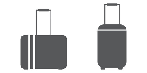 Luggage trolley line icon set, travel suitcase symbol. Suitcase icon set. Valise, baggage, luggage icon. Luggage suitcase, travel bag icons. Trip baggage sign vector icons illustration in transparent.