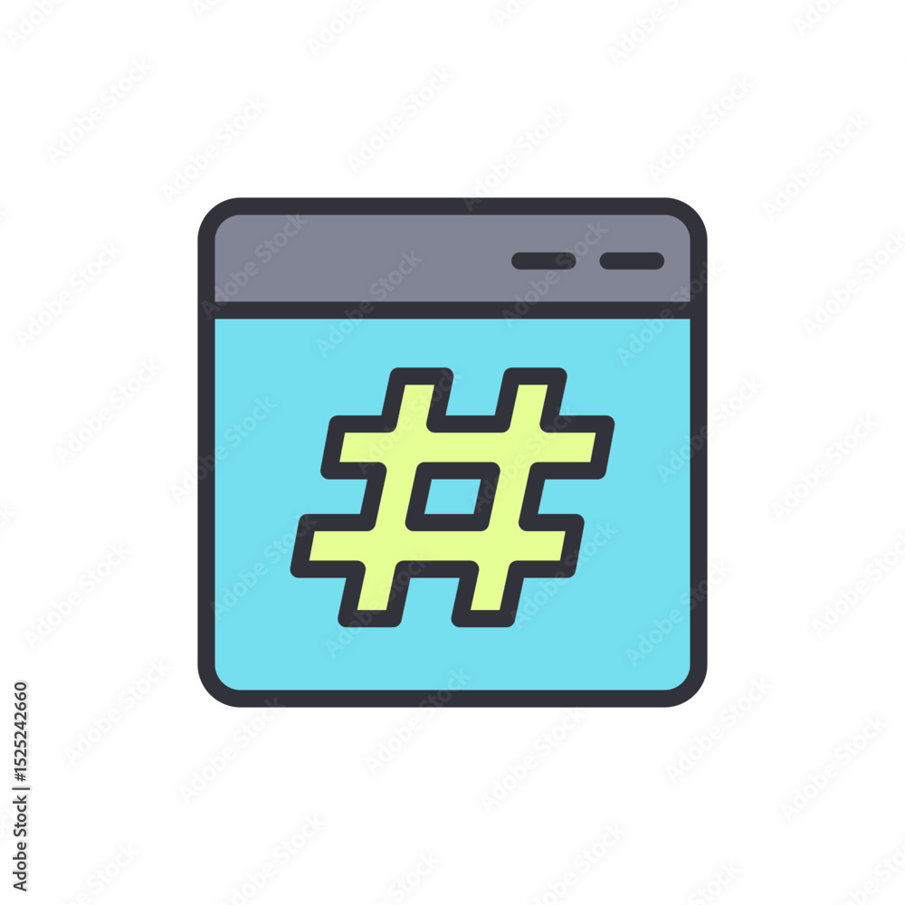 Poster digital tag represented by an icon in a square on a window