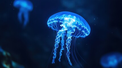 Mesmerizing Blue Jellyfish Underwater