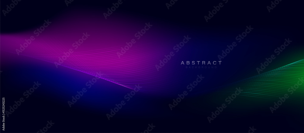 Aufkleber Dark gradient abstract background with colorful flowing wave lines