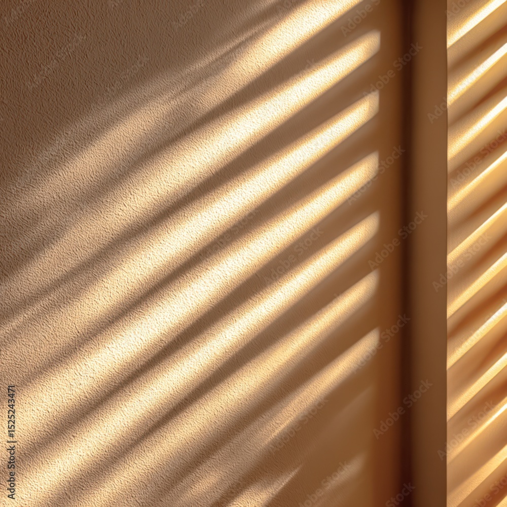 Poster subtle gradients and diagonal shadows create a warm atmosphere on a cream wall in the soft morning l
