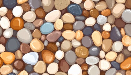 Vibrant Stonescape Illustration Colorful River Rocks Seamless Pattern