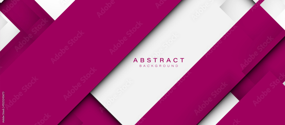 Poster Modern abstract background with diagonal magenta and white layered shapes