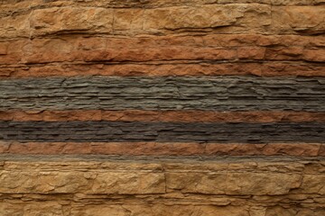 Layered rock formation showing different strata of earth and minerals