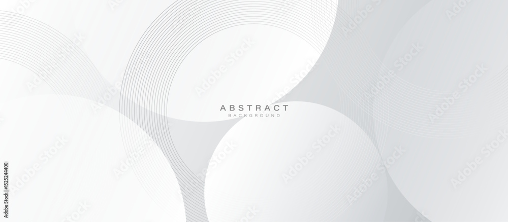 Aufkleber White abstract background with curved lines and circular geometric shapes