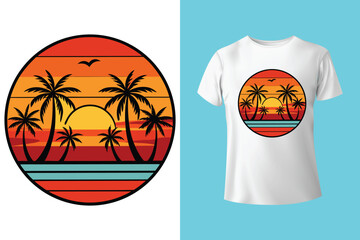 Sandy Toes & Salty Breeze – Vintage Beach Quote T-Shirt Vector, Retro Beach Adventure Graphic Tee – Palms, Waves, and Sun, Ocean Spirit T-Shirt Design – Peaceful Sea and Sunset Palms.