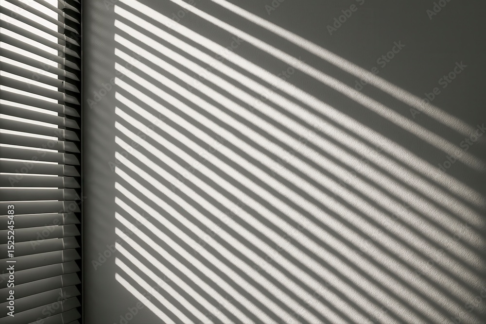 Aufkleber shadows from window blinds creating a pattern on the wall indoors