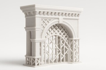 Fototapeta premium Close up of a white decorative archway with intricate lattice design