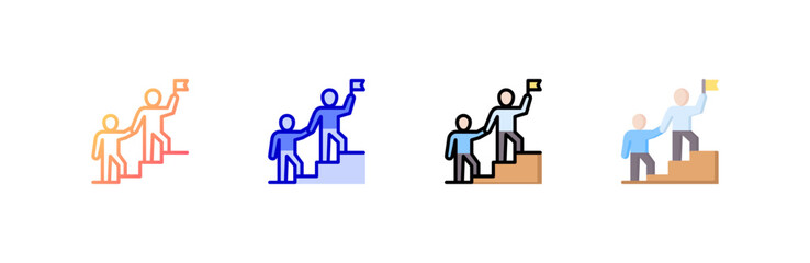 Leadership icon set multiple style collection