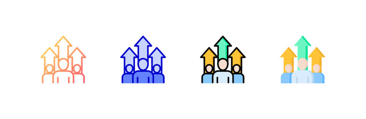 Employee Growth icon set multiple style collection