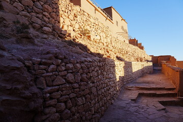 Walls of ksar Ait Ben Haddou at African Sus-Masa-Dara region in Morocco