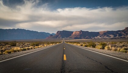 Naklejka premium Long desert asphalt road