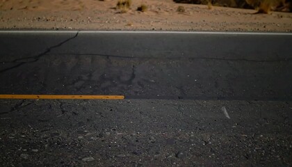 Long desert asphalt road