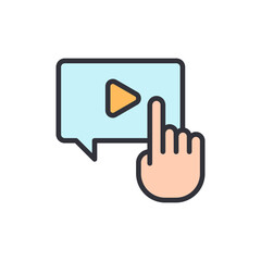 Stylized Hand Interacting With Media Player Speech Bubble Icon