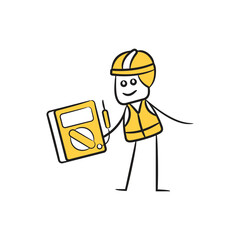 doodle engineer using voltmeter character