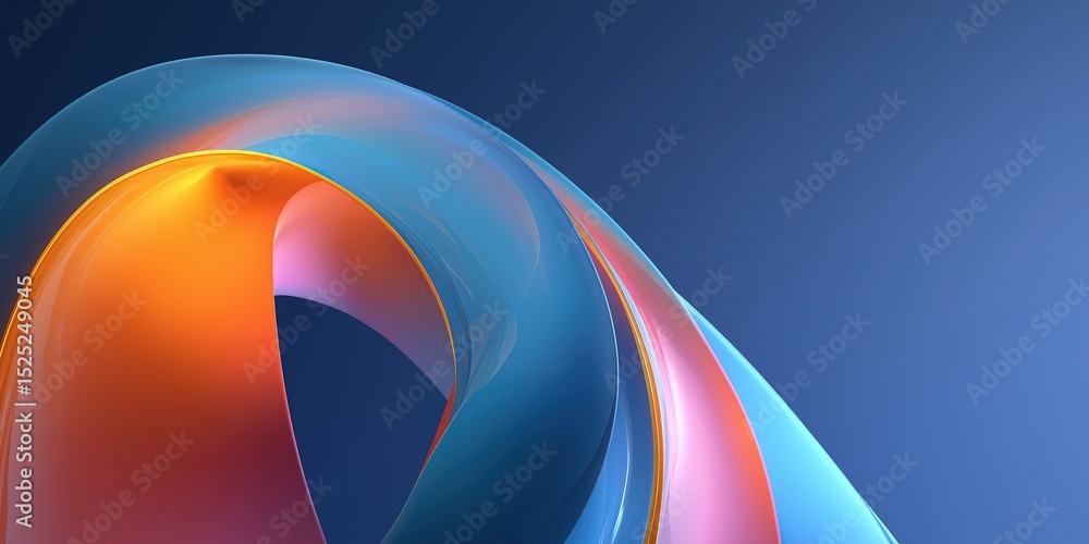 Aufkleber modern abstract gradient background with flowing orange and pink ribbon shapes against deep blue, cr