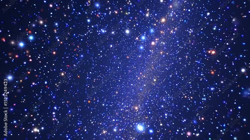 Poster andromeda galaxy rotating in deep space with colorful stars
