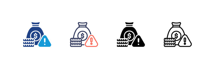 Economic Crisis icon set multiple style collection