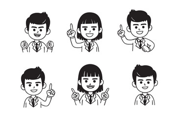 Collection of Businesspeople Cartoon Illustrations Diverse Characters for Presentations and Designs