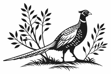 pheasant sihouette black vector