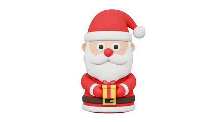 Obraz premium Cute Cartoon Santa Figurine Holding Christmas Gift 