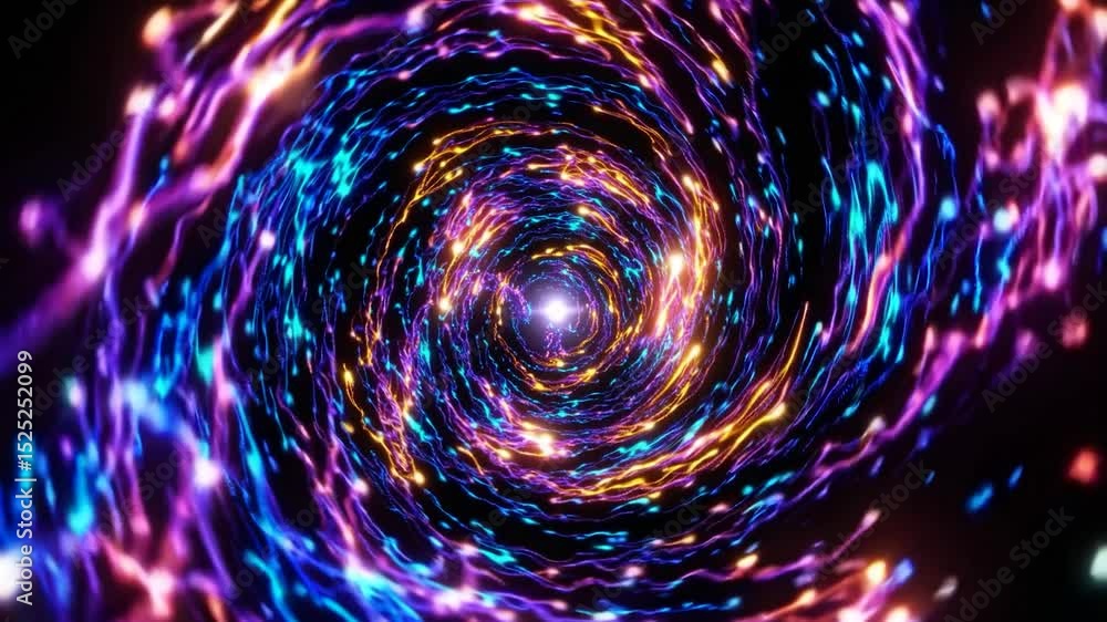 Poster swirling vortex of colorful particles creating a mesmerizing cosmic tunnel