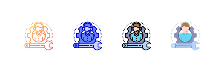 Customer Support icon set multiple style collection