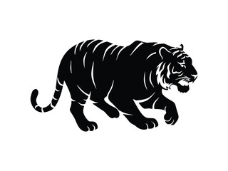 tiger silhouette isolated with white background 