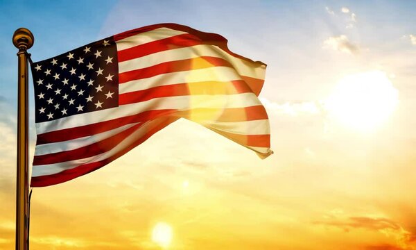 american national flag waving in the wind with warm sunlight symbolizing freedom patriotism and unity of usa