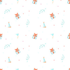 Watercolor seamless pattern for birthday party