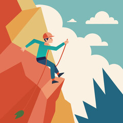 A Person Rock Climbing Up The Face Of A Steep Clif