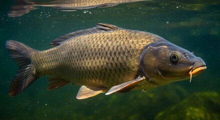 Fototapeta premium Underwater Macro Shot of a Carp In Motion 