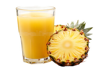 glass of pineapple juice isolated on transparent background