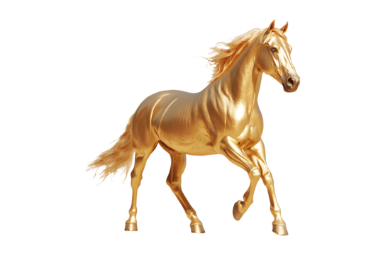 Golden horse isolated on transparent background