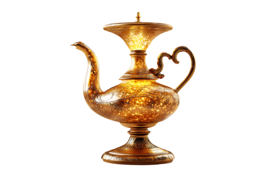 Golden Magic Lamp isolated on transparent background