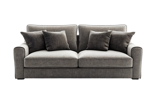 Gray sofa isolated on transparent background