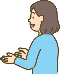 Woman Having a Conversation (Side View) – Also Suitable for Receiving Items