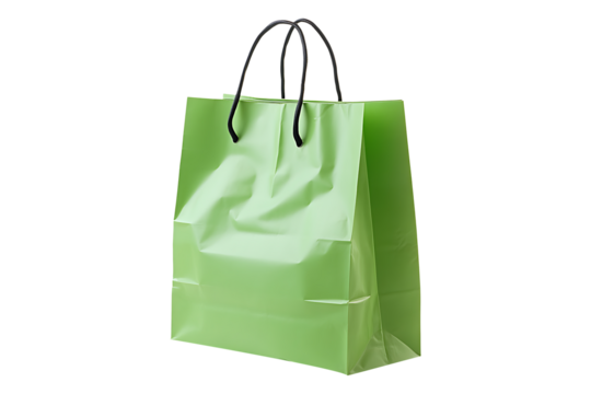 Green shopping bag isolated on transparent background