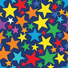 Obraz premium Seamless colorful star pattern vector illustration for bright holiday decoration