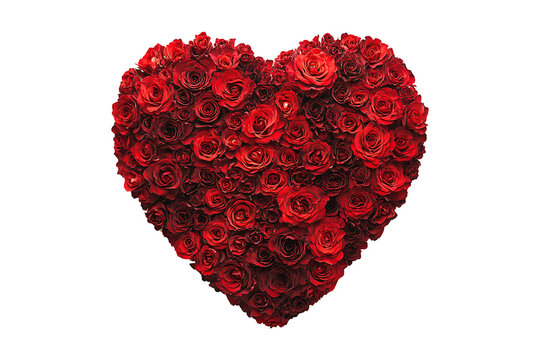 Naklejki Heart made of beautiful red roses isolated on transparent background