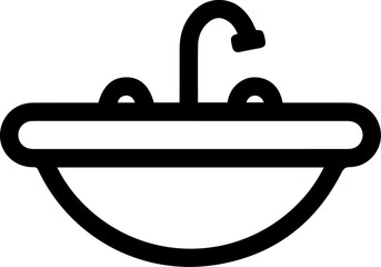 Bathroom Sink with Faucet Vector Icon – Hygiene Plumbing Symbol (Transparent Background)