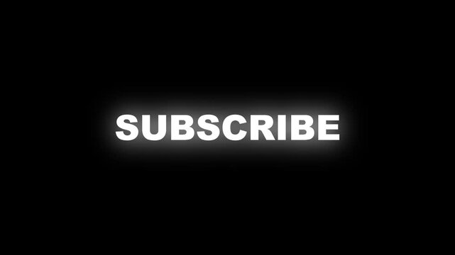 Glowing subscribe to the channel, animation alpha channel. Transparent Background 