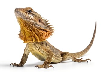 Obraz premium Macro Frilled Lizard on White Background – Full Body 8K Detail