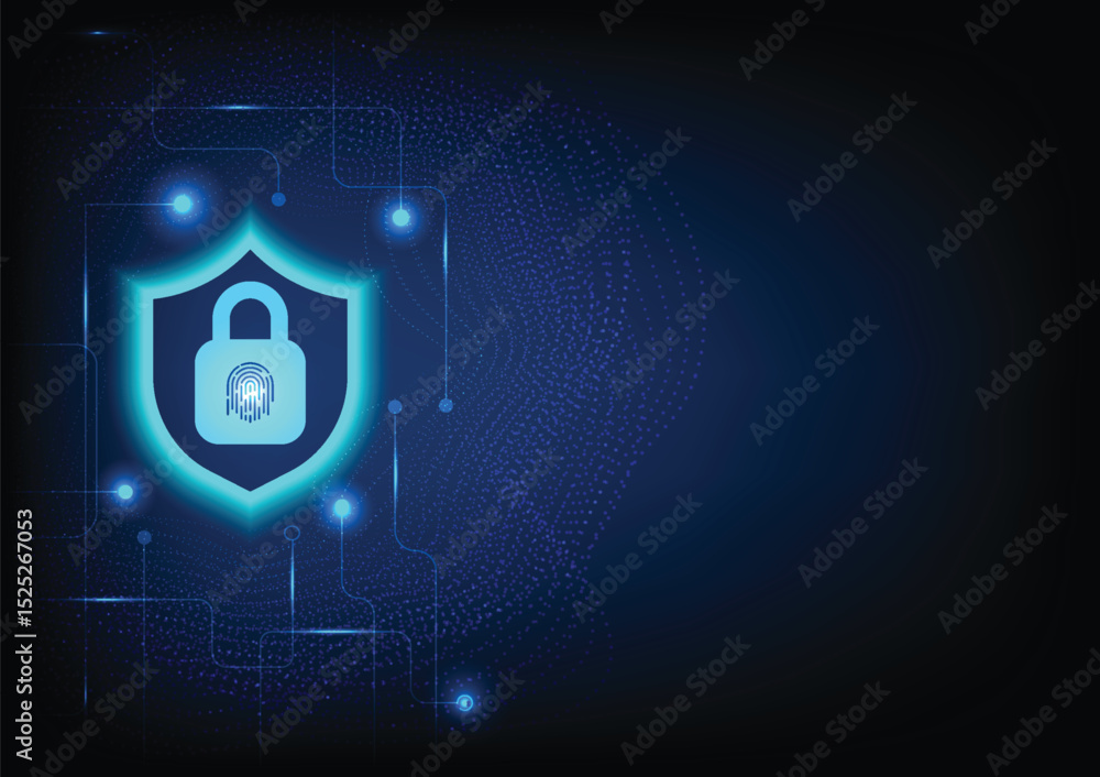 Poster lock technology, privacy security background. concept of safty protection, shield encryption, abstra