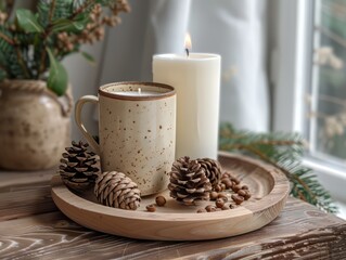 Ceramic Mug with Winter Decorations