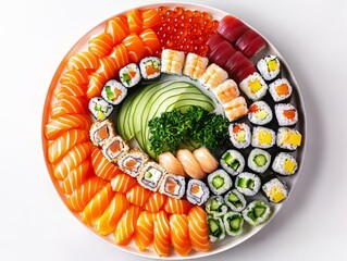 Assorted Sushi Platter with Sashimi and Rolls