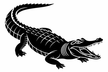 alligator sihouette black vector